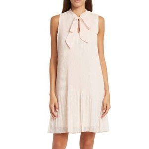 Nanette Lapore Dobby Tie Neck Chiffon Shift Dress